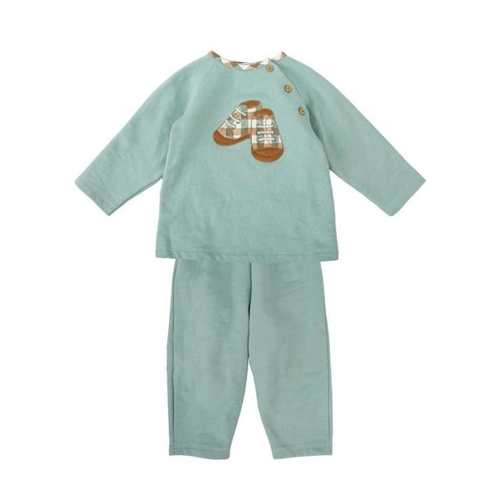 Coordinato in caldo cotone con ricamo scarpine 60654 VE BABIDU 