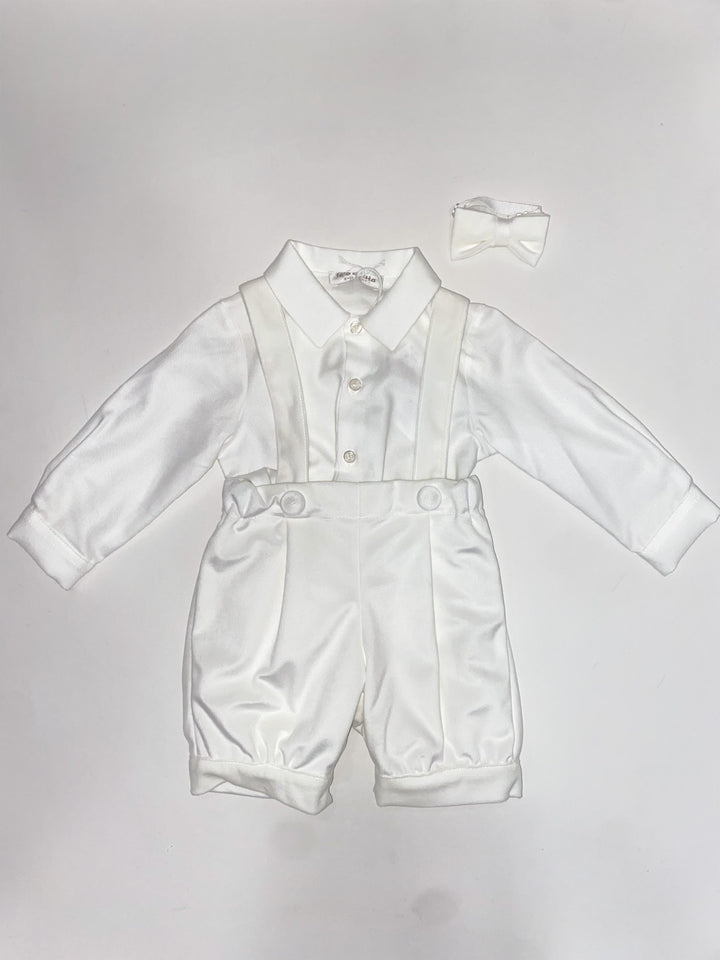 Salopette e camicia in velluto bianco CB8290/B BI Teto e Tatta 