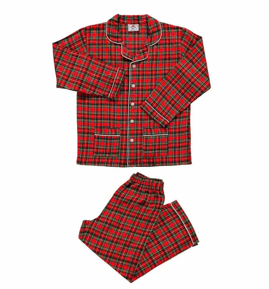Pigiama in flanella lungo rosso scozzese maschio CHARLY BF 641 GOLD 