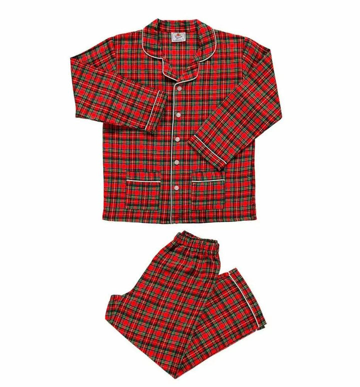 Pigiama in flanella lungo rosso scozzese maschio CHARLY BF 641 GOLD 