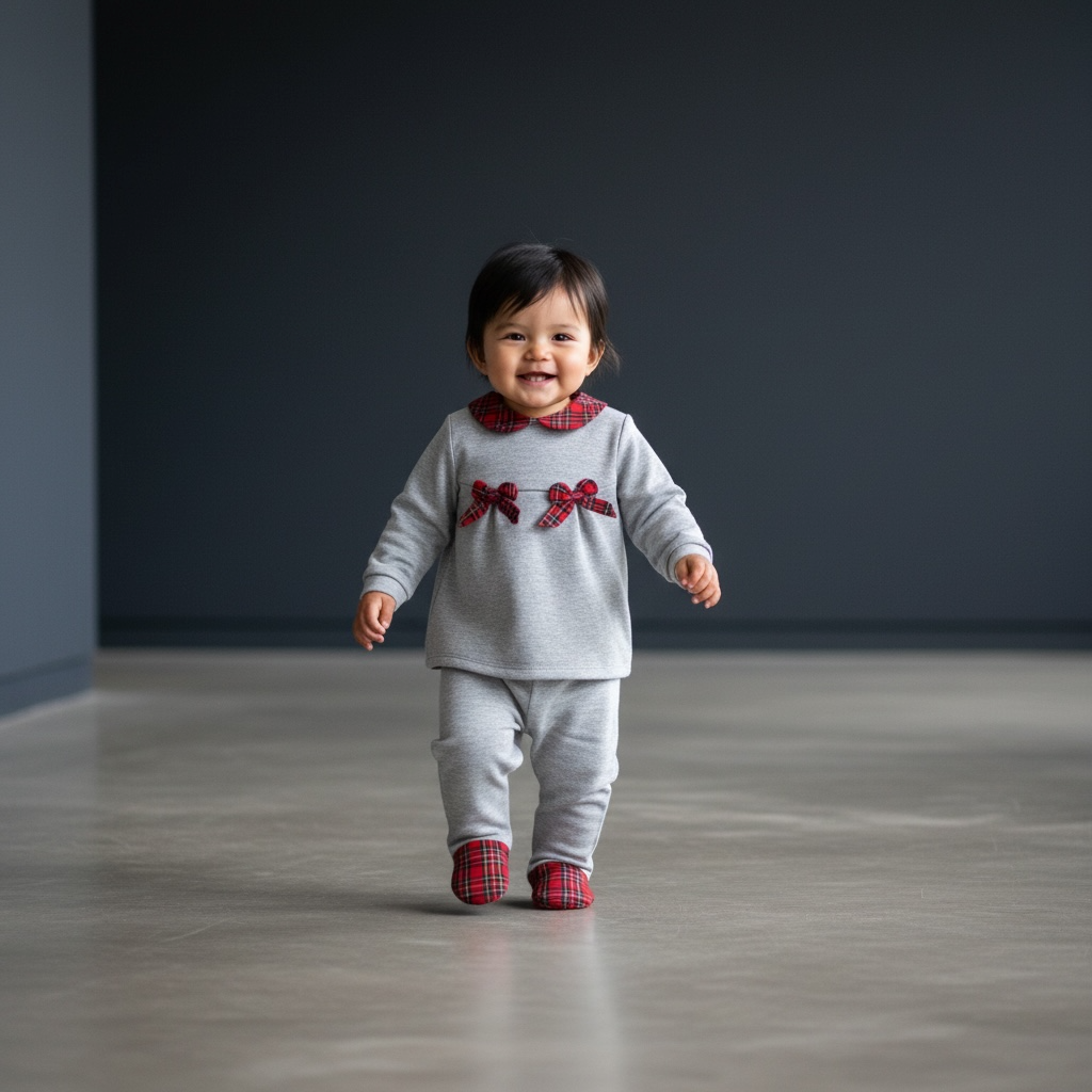 Completo in cotone caldo con dettagli scozzesi 9068 GRS PERDIPIU 