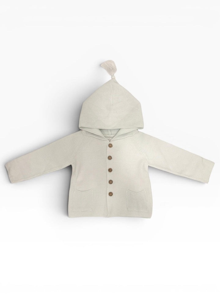 Cardigan con cappuccio in filo celeste chiaro 10308A/E 01 WEDOBLE 