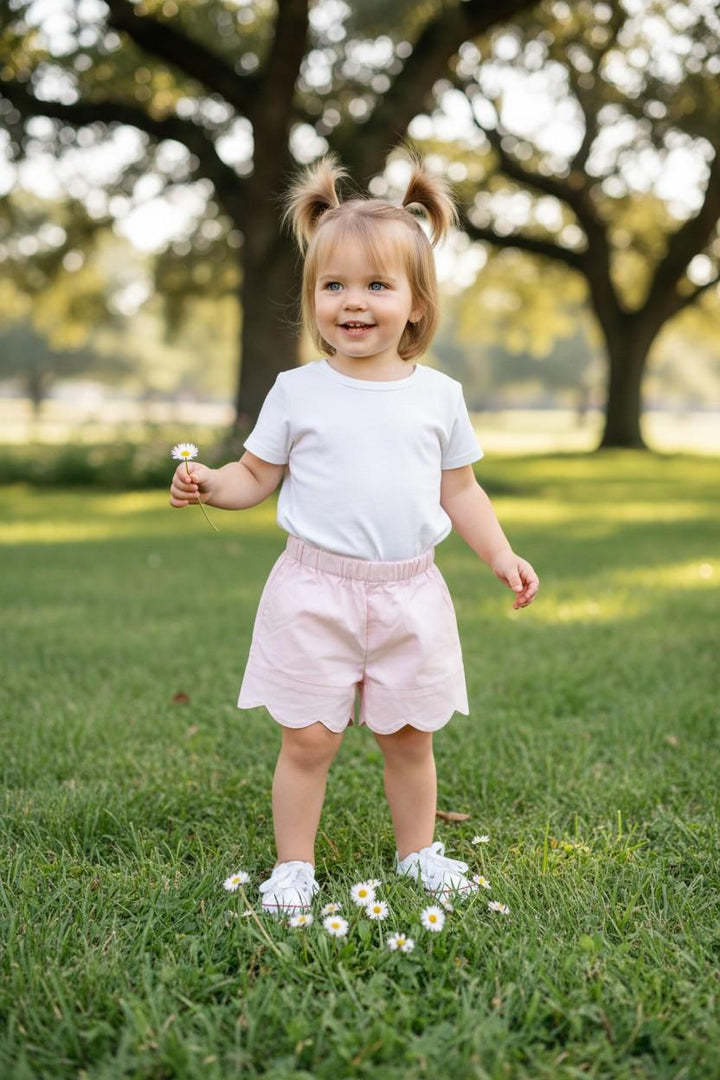 Pantaloncini in cotone rosa con orlo smerlato COROLLA 80 Mantì 