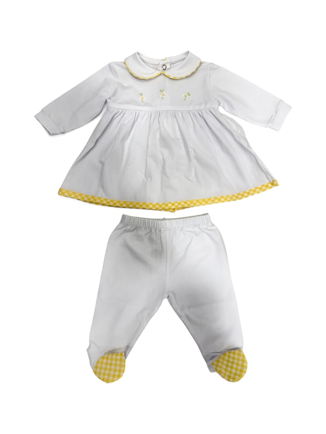 Completo con dettagli vichy e ricami a mano CL8740 BGI Teto e Tatta 