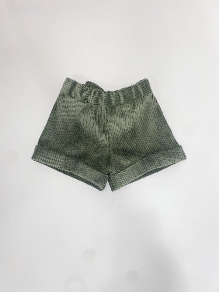 Pantaloncini in velluto a coste verde con dettaglio fiocco FIOCCO 104 Mantì 