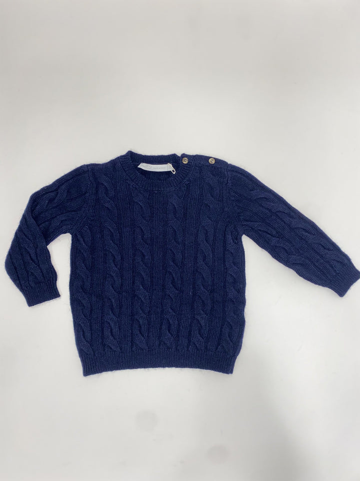 Maglione in lana a treccia blu 44576 B9 Per Te 