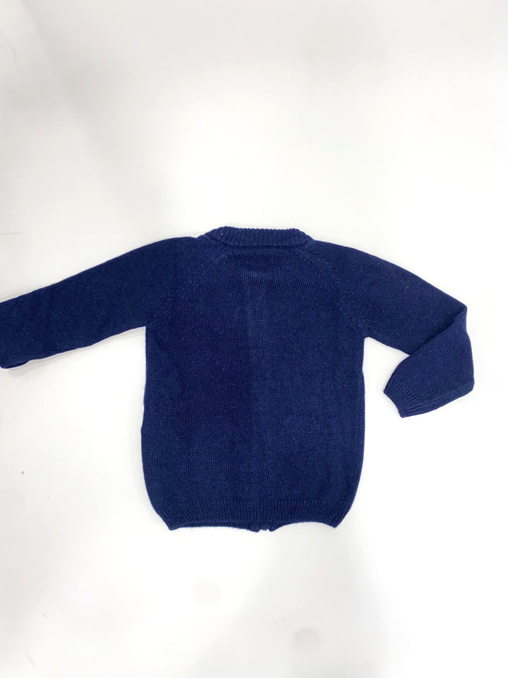 Cardigan in lana con zip blu LN62641 BL LA NUIT 
