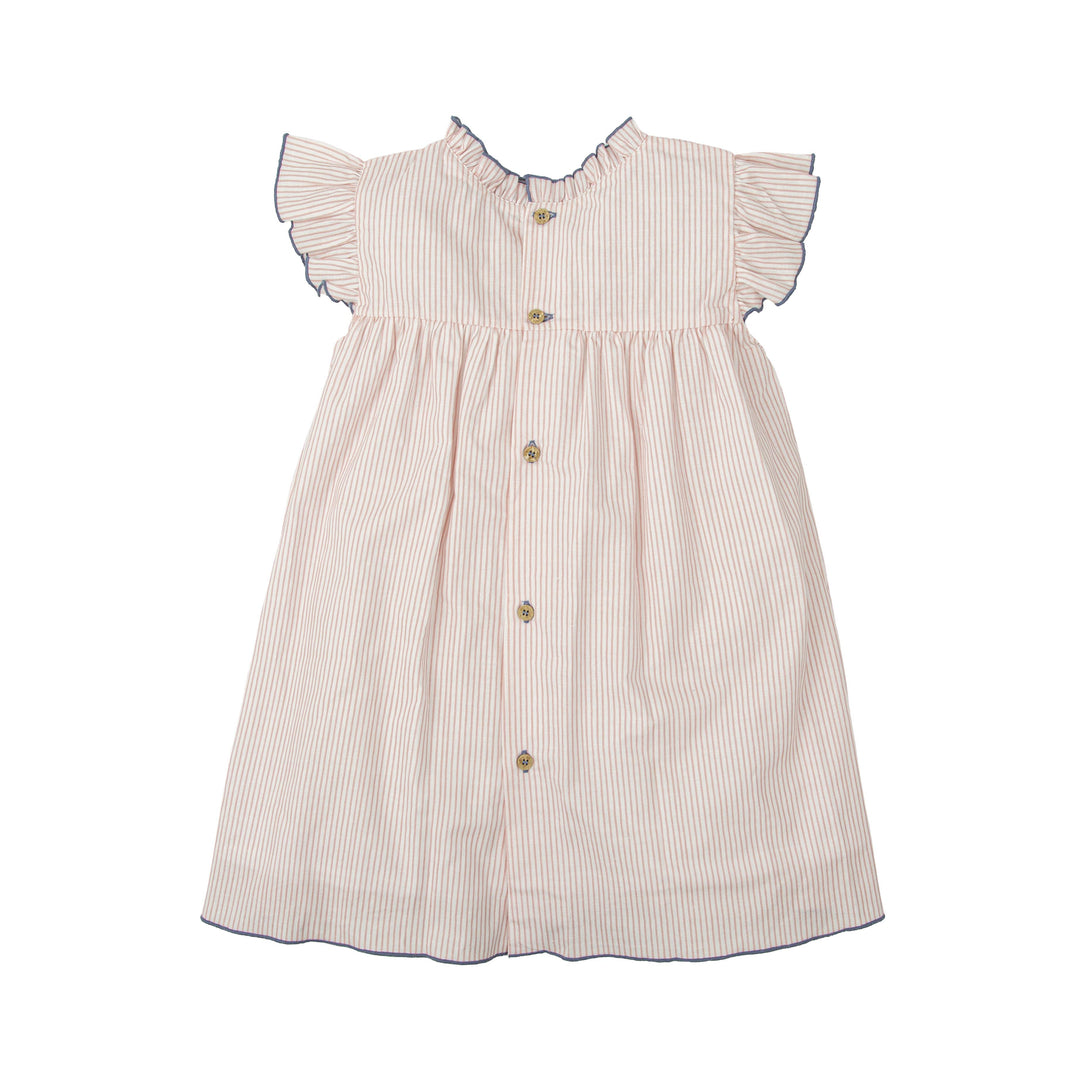 Abito a righe con punto smock e volant 90420 CE BABIDU 