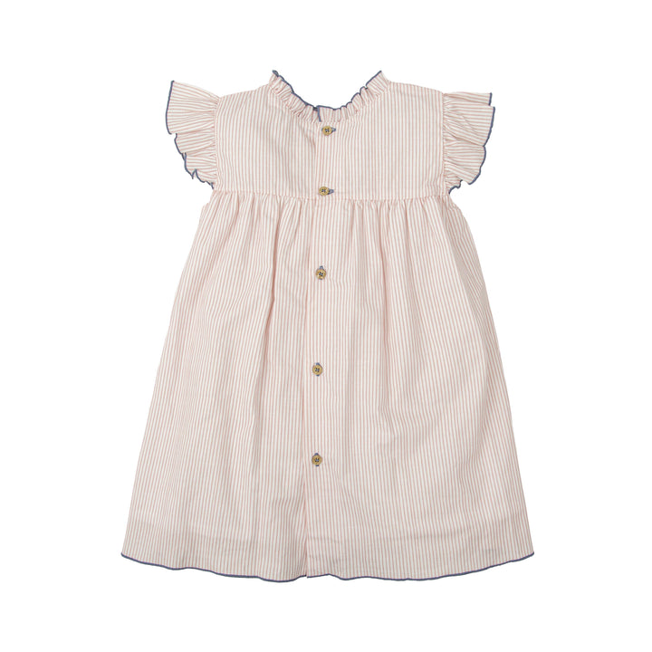 Abito a righe con punto smock e volant 90420 CE BABIDU 