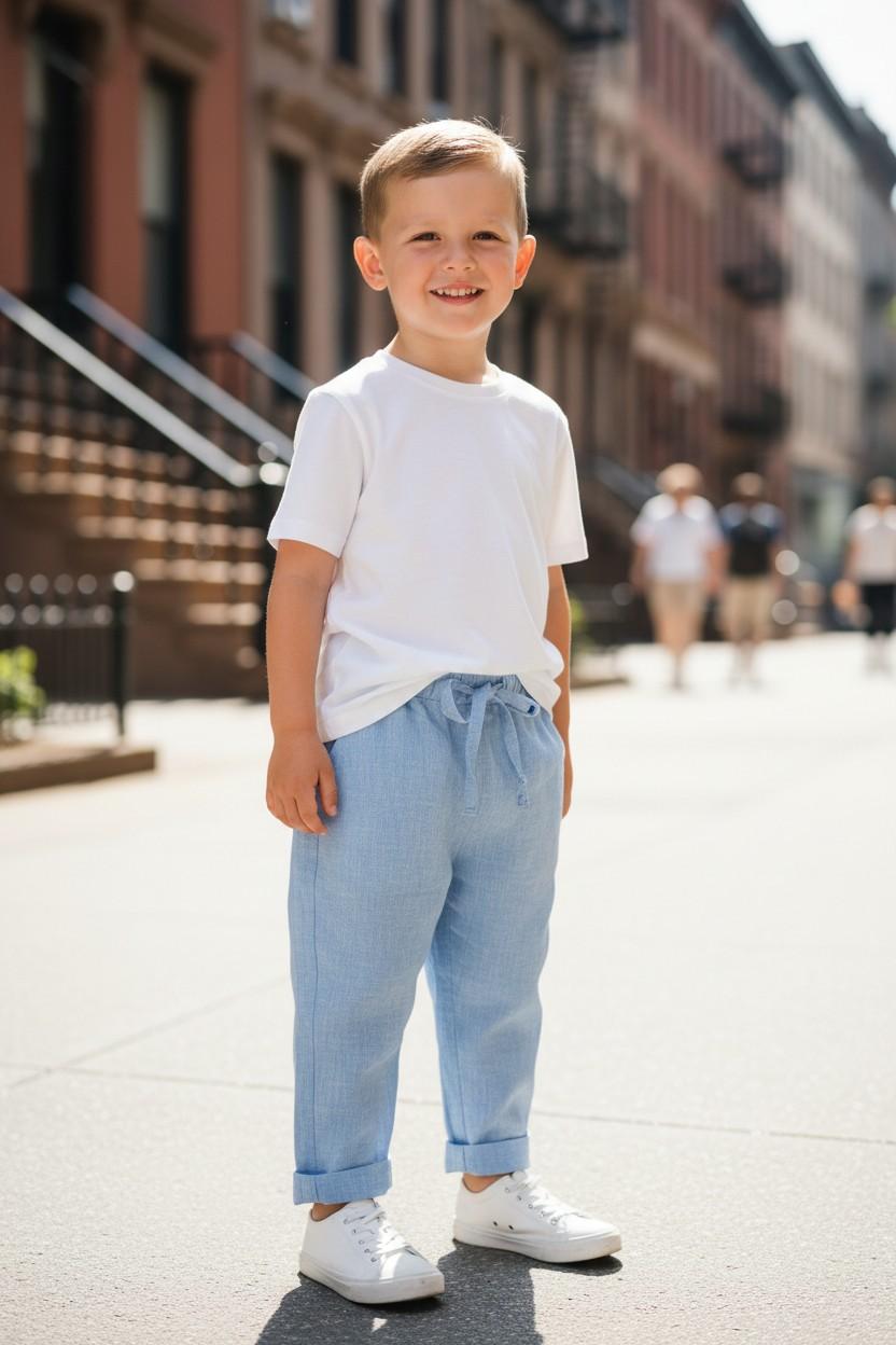 Pantalaccio in lino celeste MATTIA 85 Mantì 