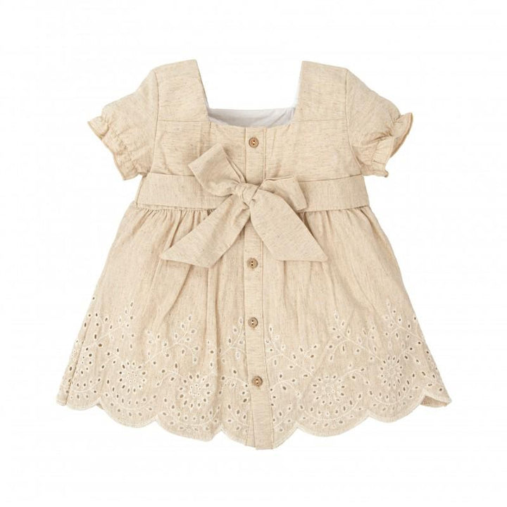 Abito beige in lino e sangallo 92407 BS BABIDU 