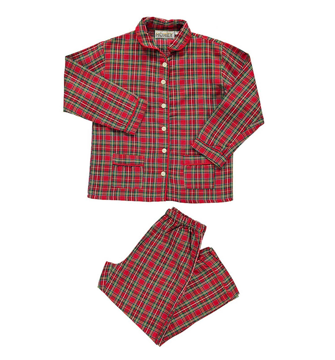 Pigiama lungo in flanella rosso scozzese femmina LUCY BF 641 GOLD 