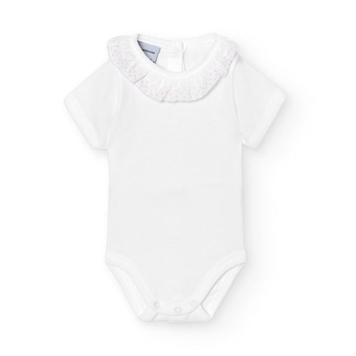 Body manica corta con collo in san gallo 1193 RO BABIDU 