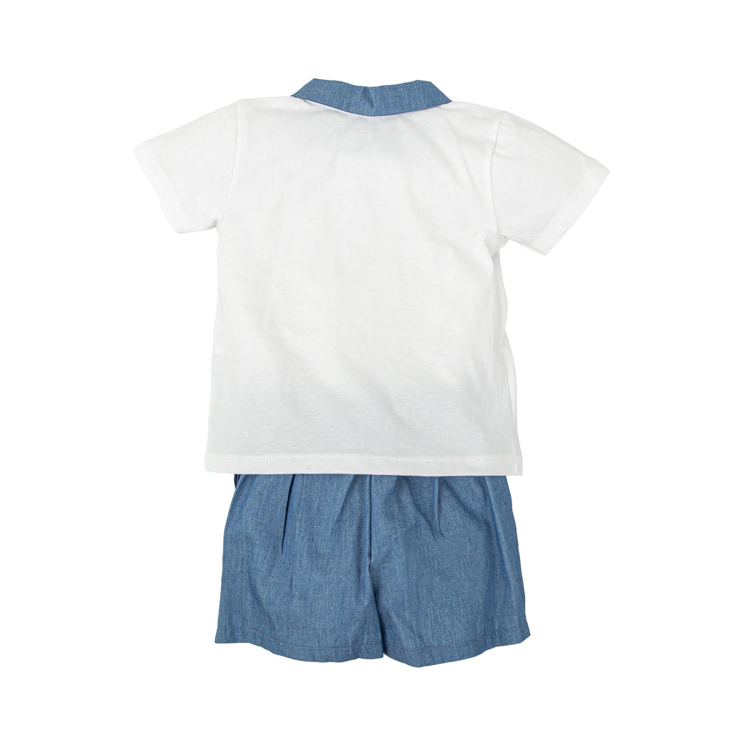 Completo polo e pantaloncino effetto denim 40415 JE BABIDU 