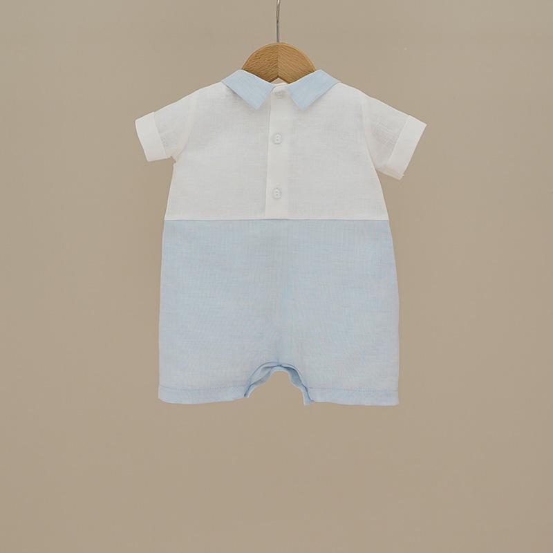 Pagliaccetto neonato bicolore in misto lino P244 BC NINNAOH 