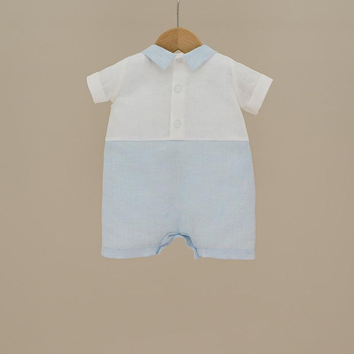 Pagliaccetto neonato bicolore in misto lino P244 BC NINNAOH 