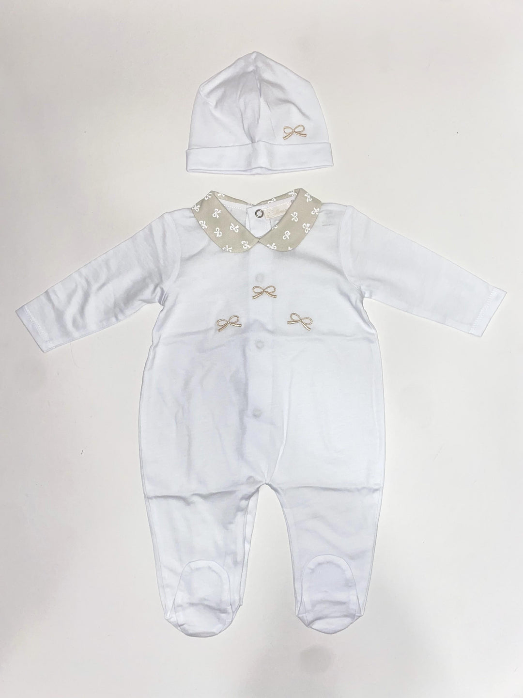 Set tutina e cappellino in cotone con fiocchi decorativi MFT4J BS NINNAOH 