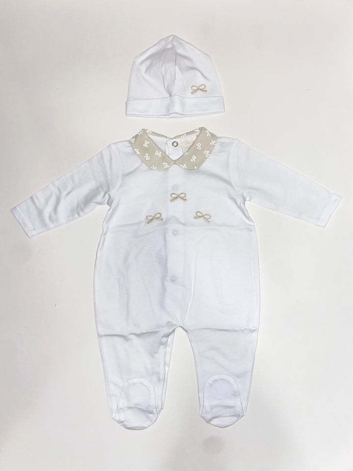 Set tutina e cappellino in cotone con fiocchi decorativi MFT4J BS NINNAOH 