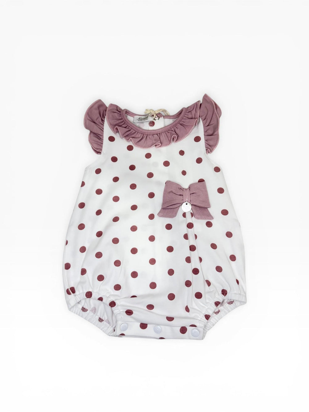 Pagliaccetto a pois con colletto arricciato e fiocco PLP105J BR NINNAOH 