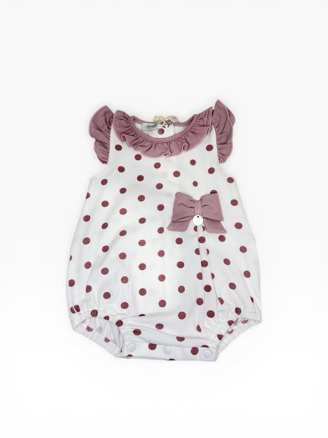 Pagliaccetto a pois con colletto arricciato e fiocco PLP105J BR NINNAOH 