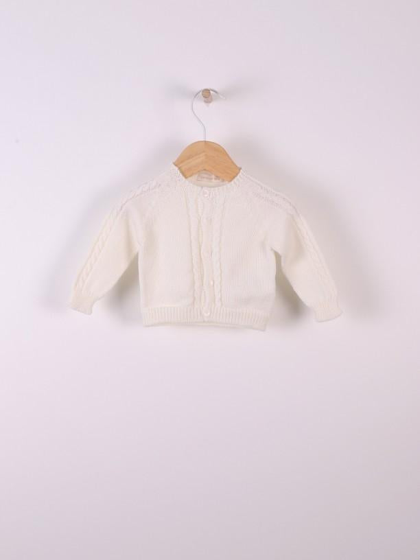 Cardigan con treccine in lana merino 08308A 03 WEDOBLE 