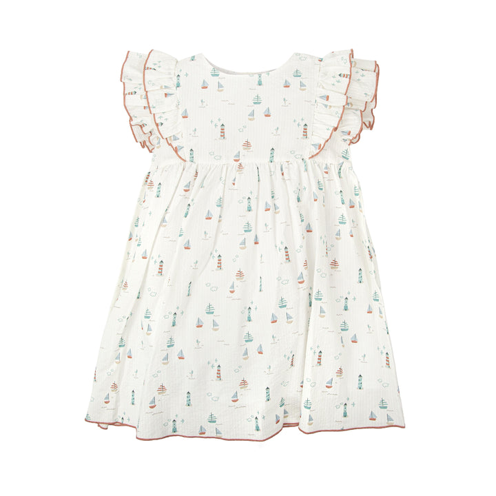 Abito con motivo marino e volant 91420 MU BABIDU 