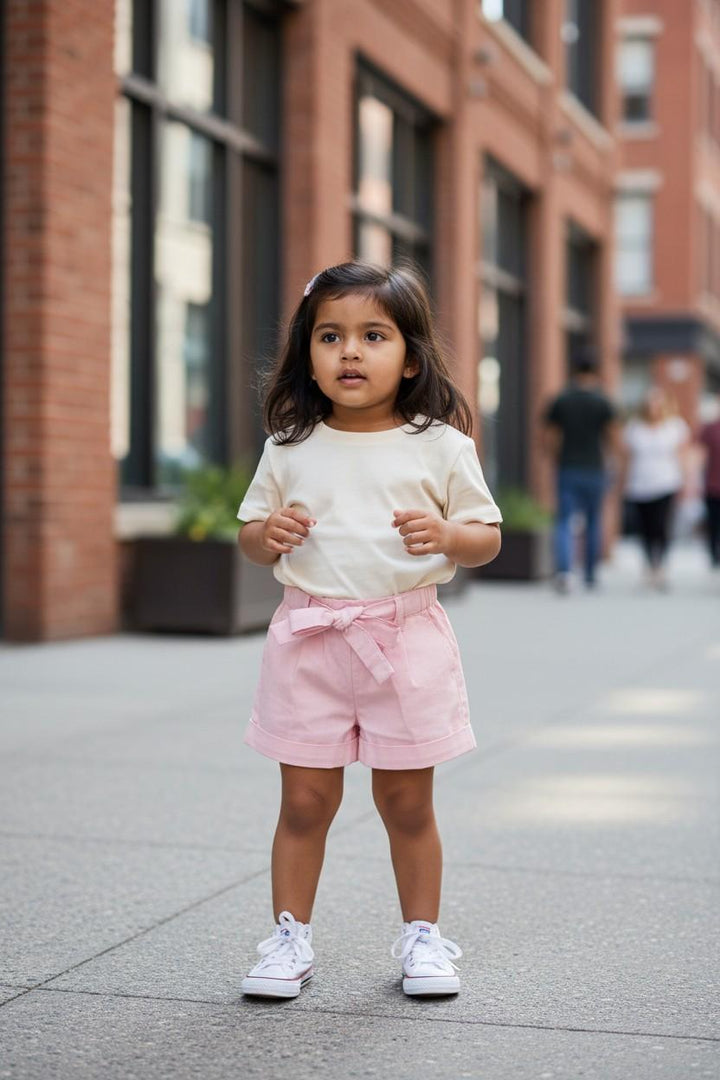 Pantaloncino in piquet rosa con fiocco GAIA 26 Mantì 