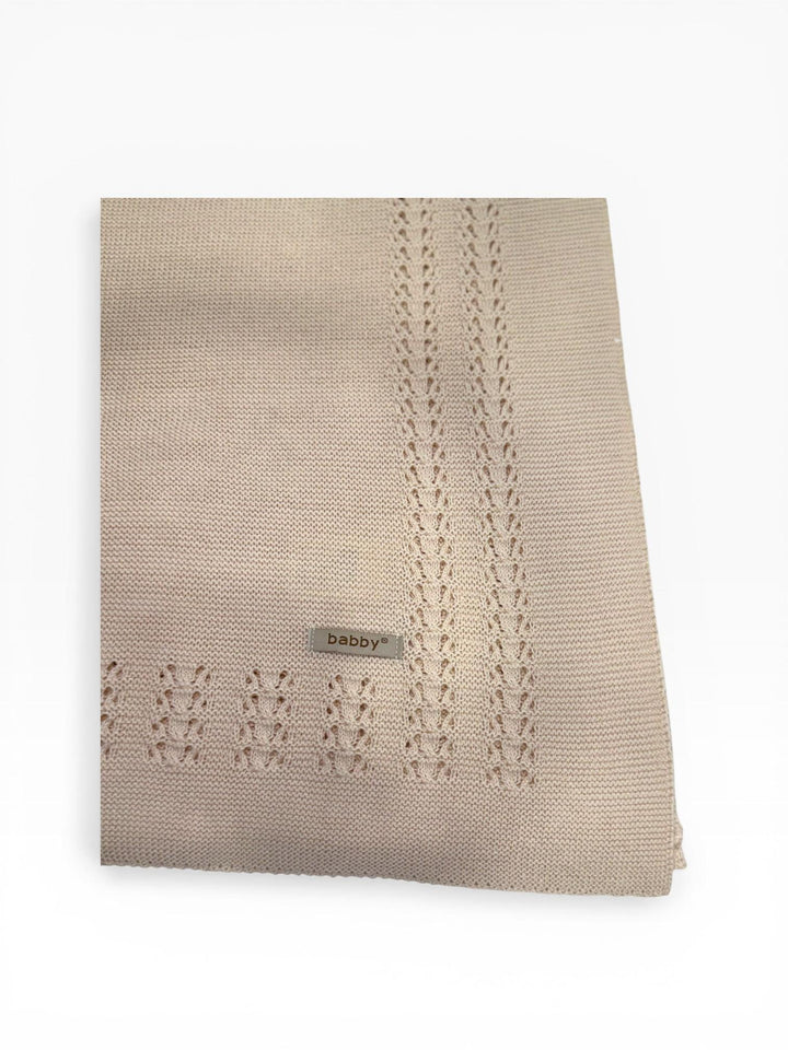 Coperta in filo traforato beige 26122 12 Babby 