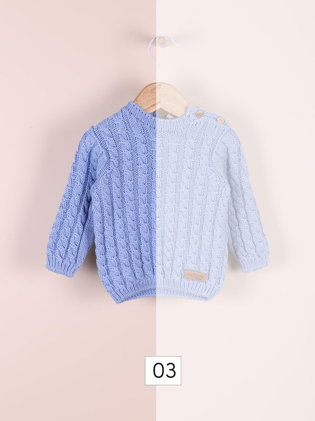 Maglione in filo a trecce bianco 09301B 03 WEDOBLE 