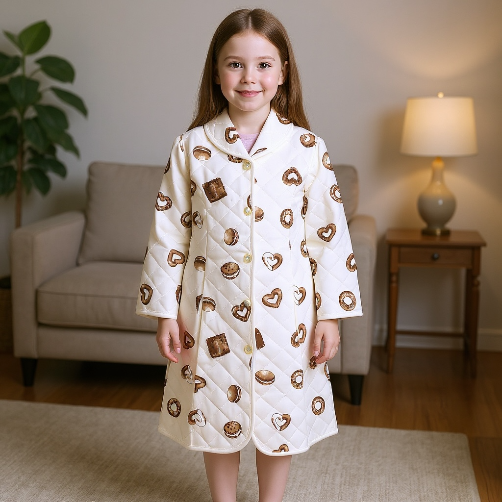 Vestaglia trapuntata in caldo cotone a fantasia pretzel FSI 9135I00 PAB# SOTTOCOPERTA 