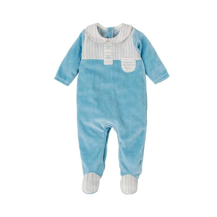 Tutina in ciniglia con colletto a righe 11901 MU BABIDU 