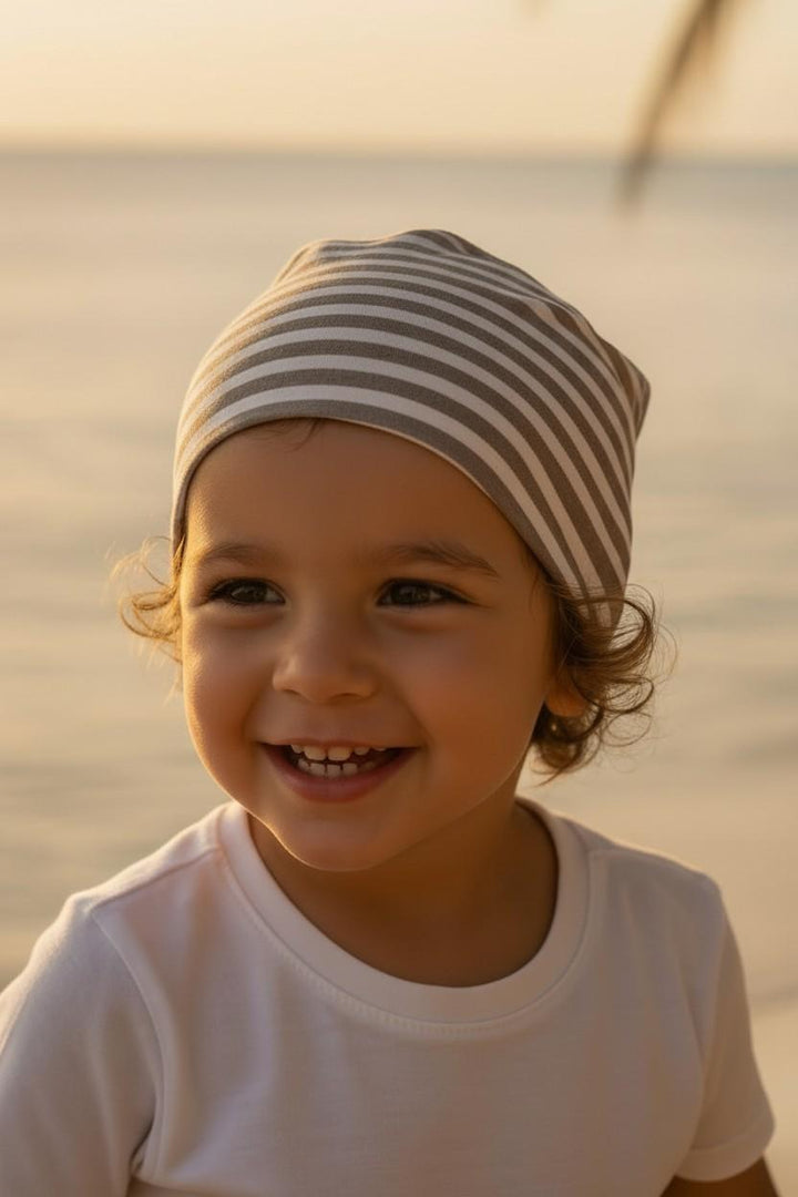 Bandana in cotone a righe tortora MINNY 78 Mantì 