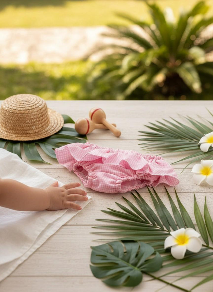 Costume in cotone con volant a quadretti FORMENTERA 51 Mantì 