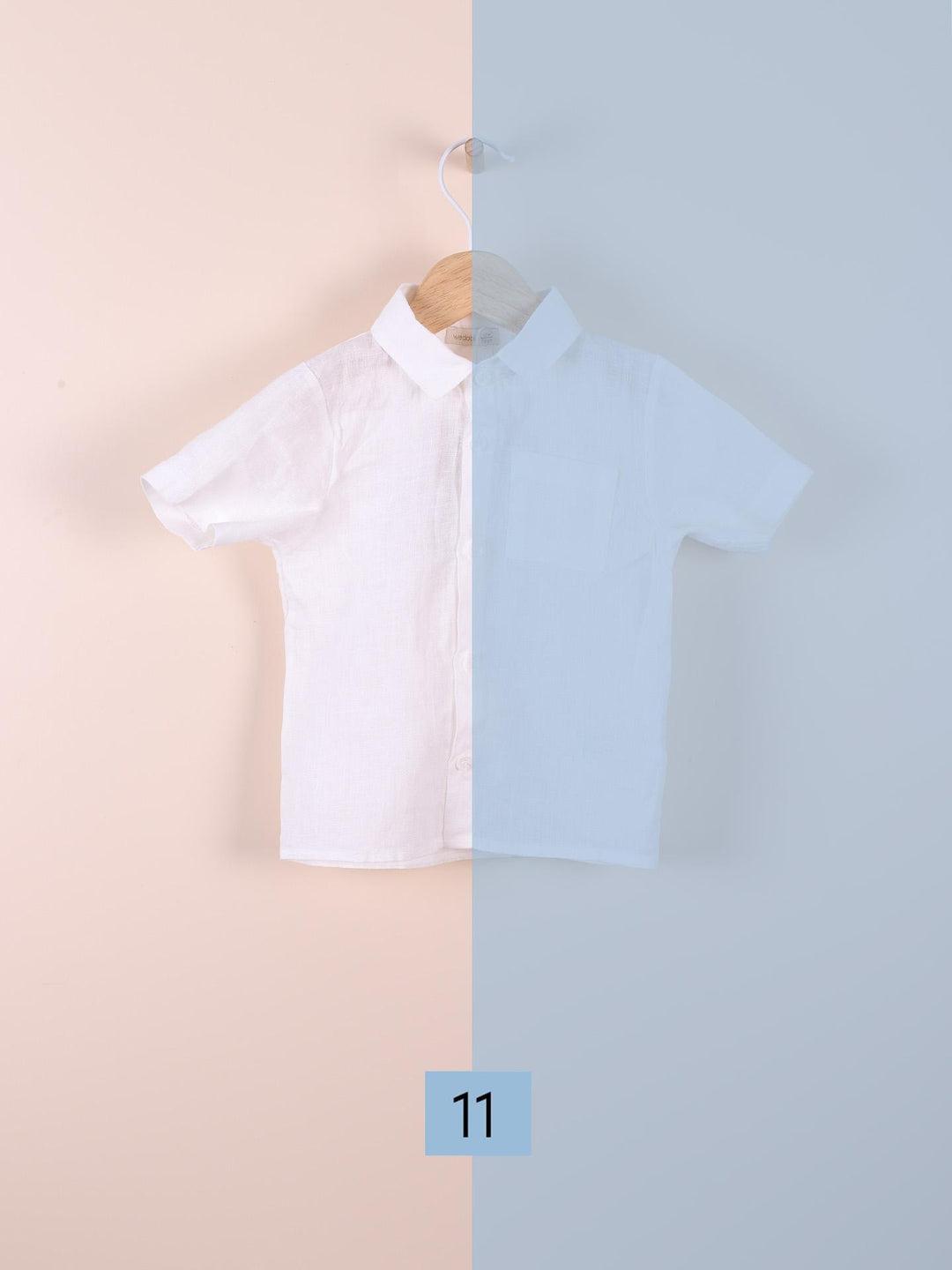 Camicia in lino mezza manica azzurro 12914C 11 WEDOBLE 