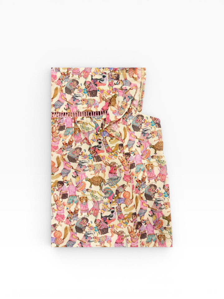 Blusa smanicata con stampa animali in cotone MUZ FANT ORSO BRUNO 