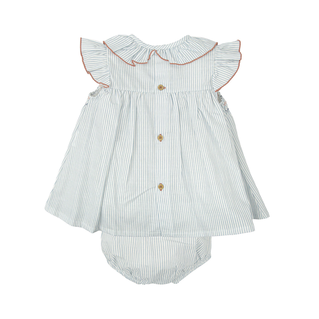 Completo con culotte a righe e nido d'ape 92420 CE BABIDU 