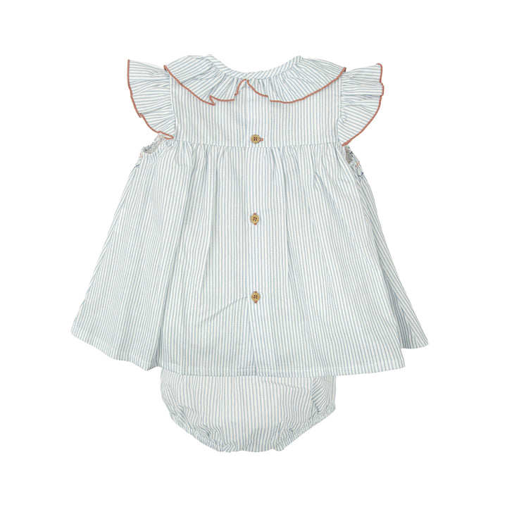 Completo con culotte a righe e nido d'ape 92420 CE BABIDU 
