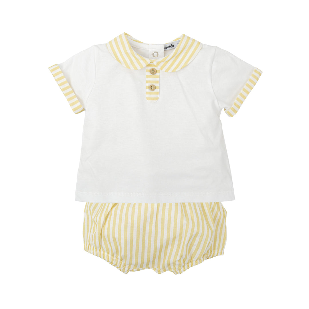 Completo bianco e giallo a righe 42428 GI BABIDU 