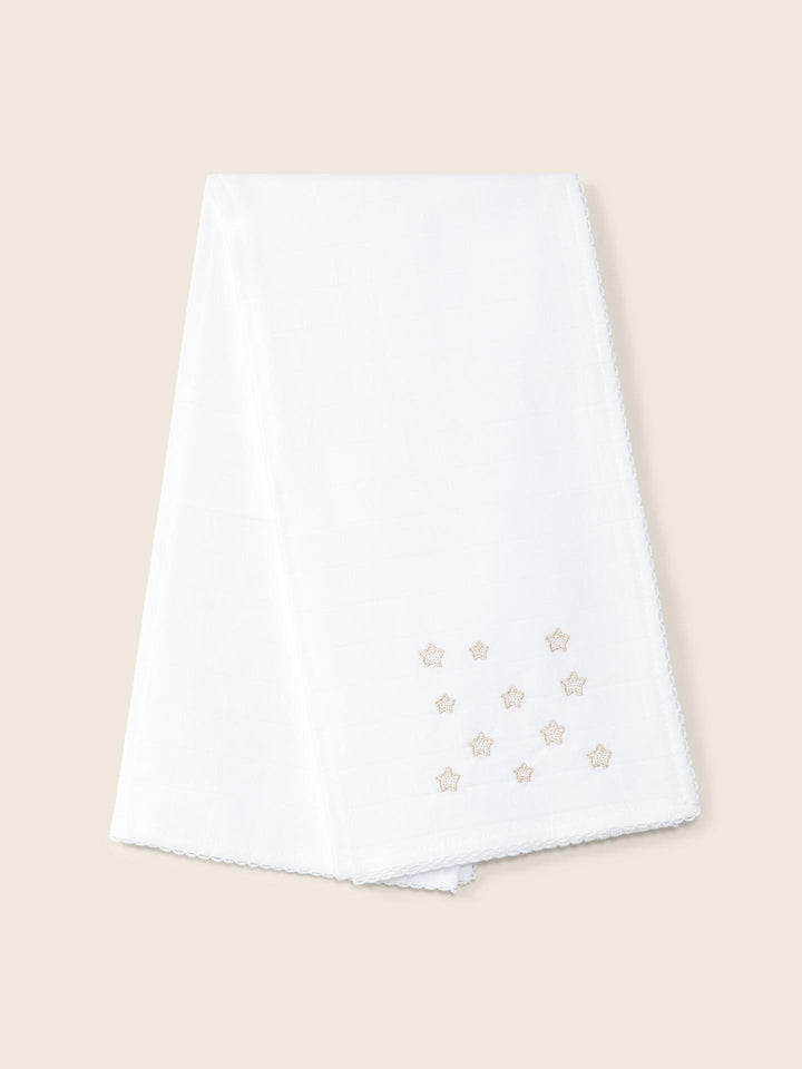 Quadrato in cotone con stelline ricamate beige 18968E 04 WEDOBLE 