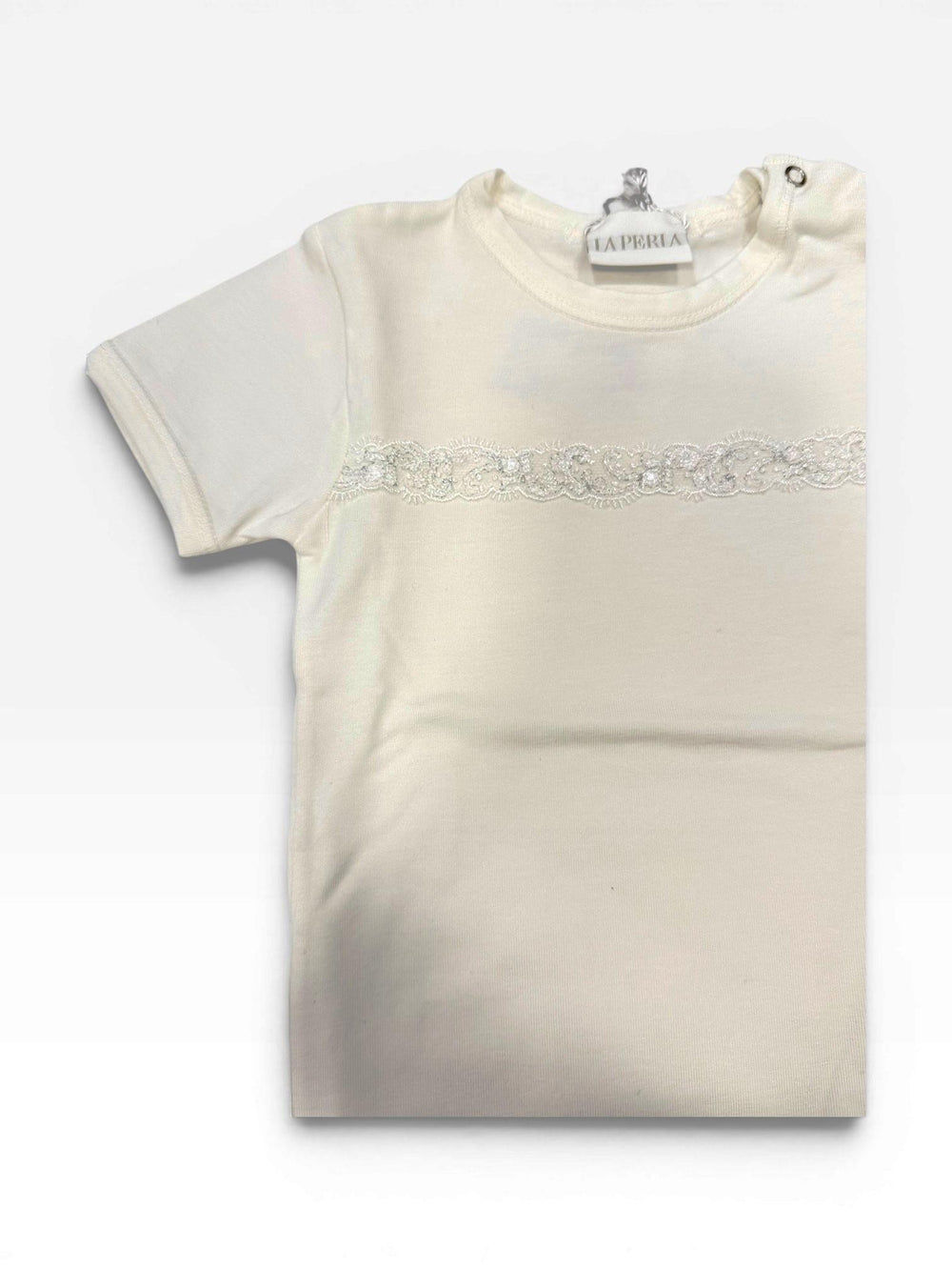 Body  panna con inserto in pizzo ricamato 52211 K0 STORY LORIS 