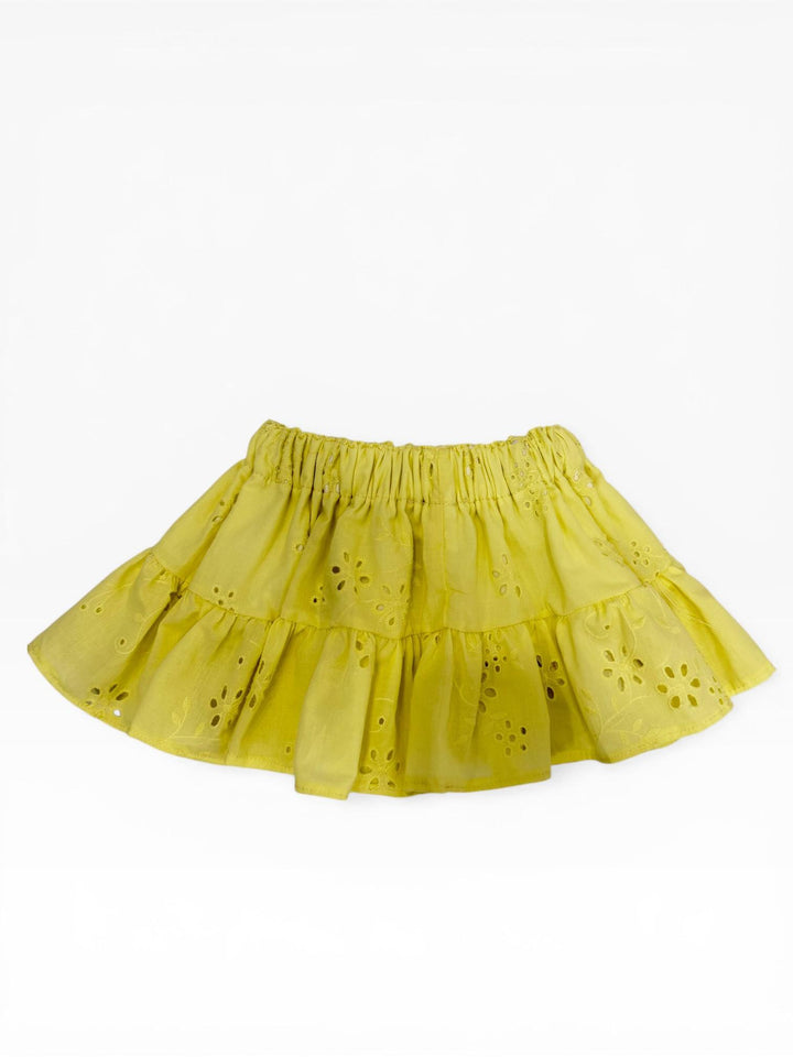 Gonna in sangallo giallo con maxi fiocco ARIANNA 126 Mantì 