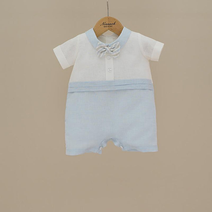 Pagliaccetto neonato bicolore in misto lino P244 BC NINNAOH 