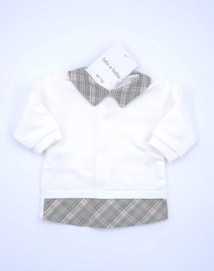 Completo bianco e verde con oantalone in velluto a costine CL6781 PV Teto e Tatta 