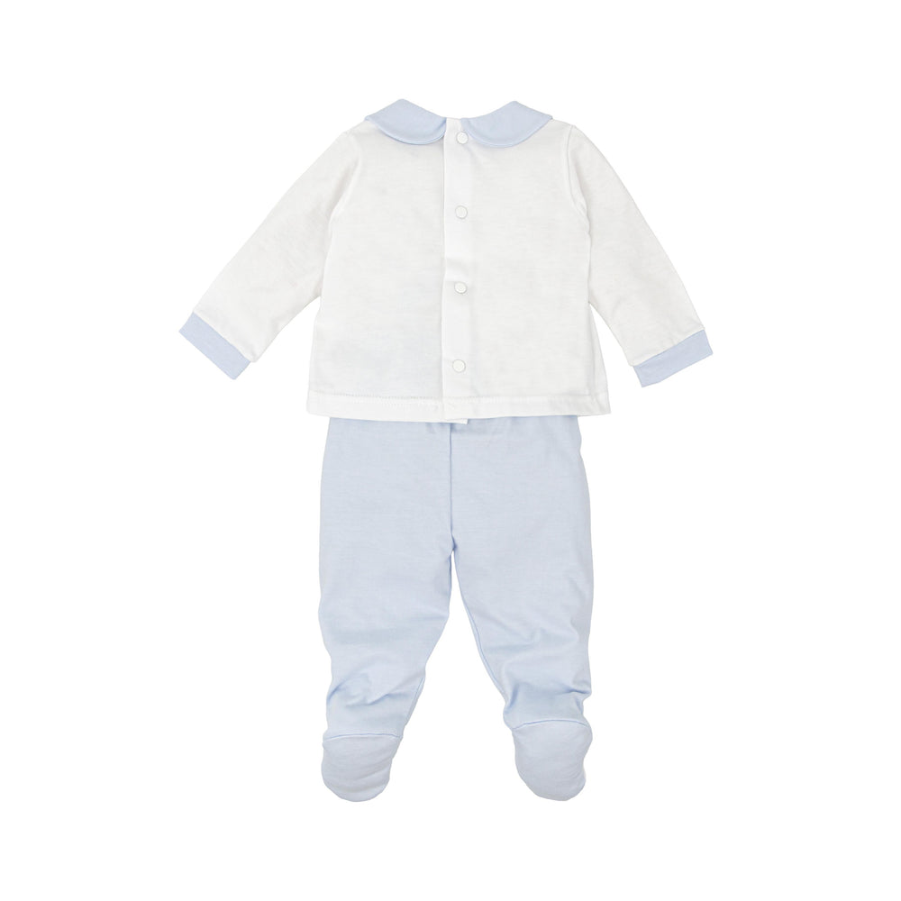 Completo due pezzi bianco e azzurro 50219 BC BABIDU 