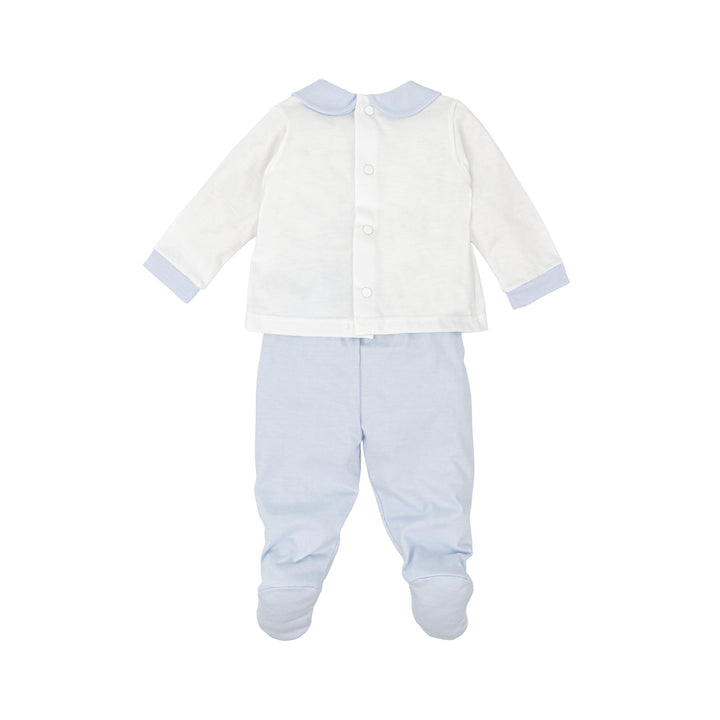 Completo due pezzi bianco e azzurro 50219 BC BABIDU 