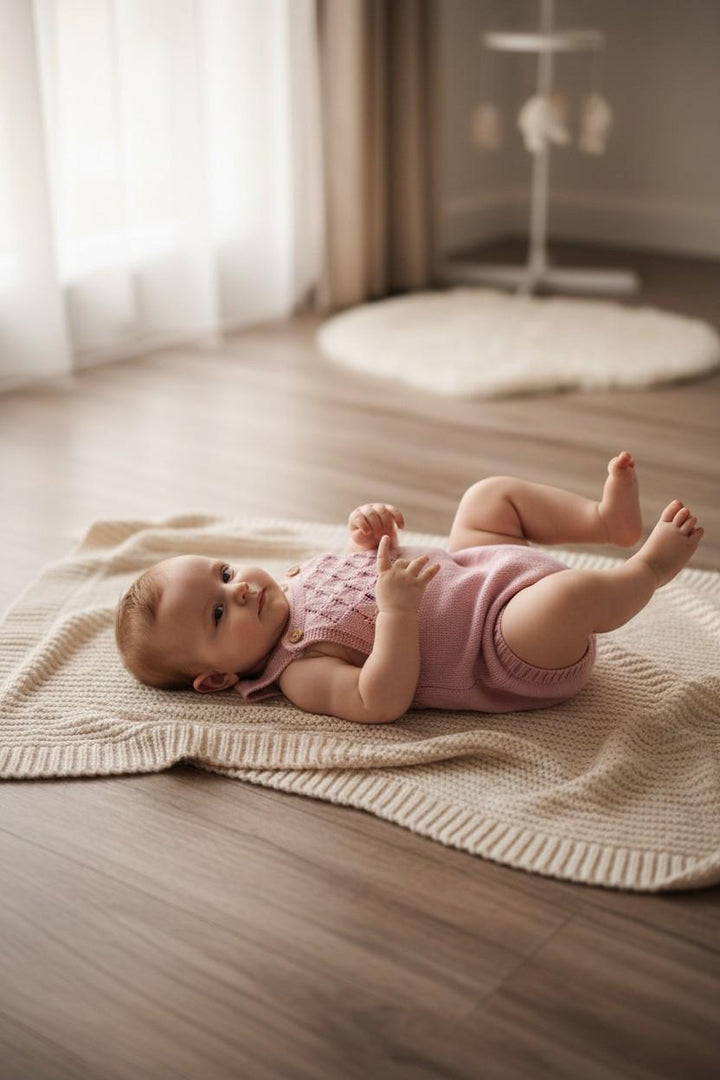 Salopette corta in filo rosa 26104 80 Babby 