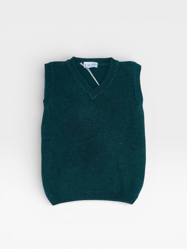 Gilet in lana scollo a v verde LN60647 VE LA NUIT 