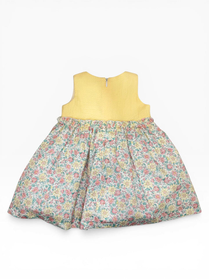 Abito con corpino giallo e gonna a fiori AB601 GI NINNAOH 