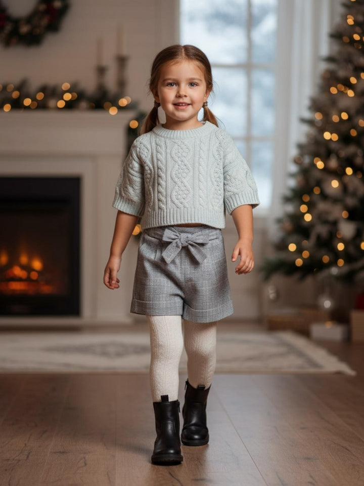 Pantaloncini in fresco lana Principe di Galles FIOCCO 46 Mantì 