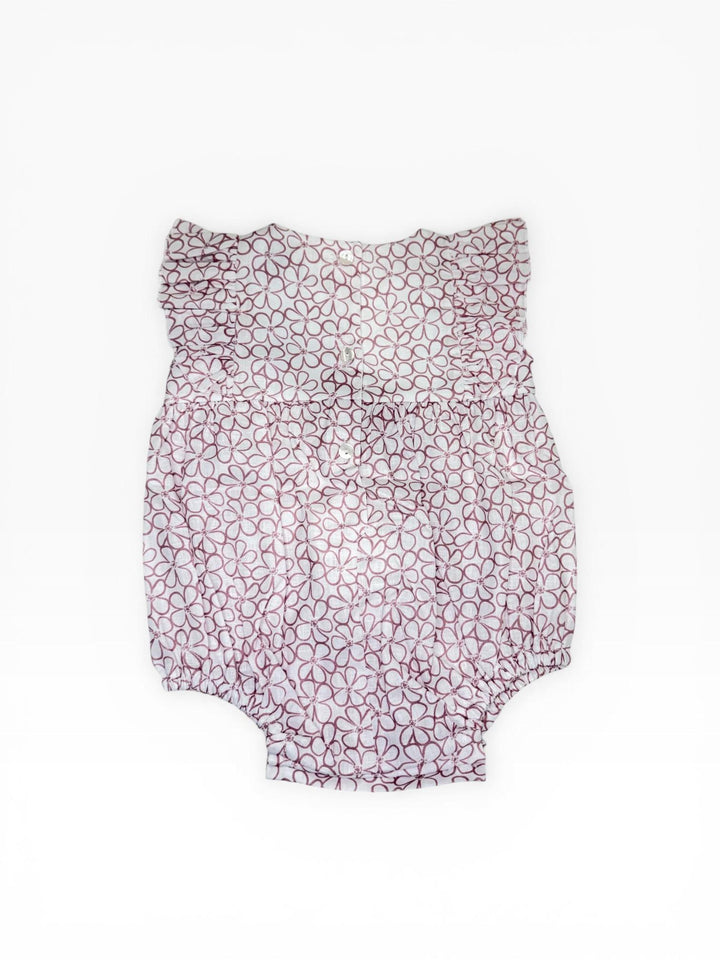 Pagliaccetto in cotone a fiori con volant PLP26 BR NINNAOH 